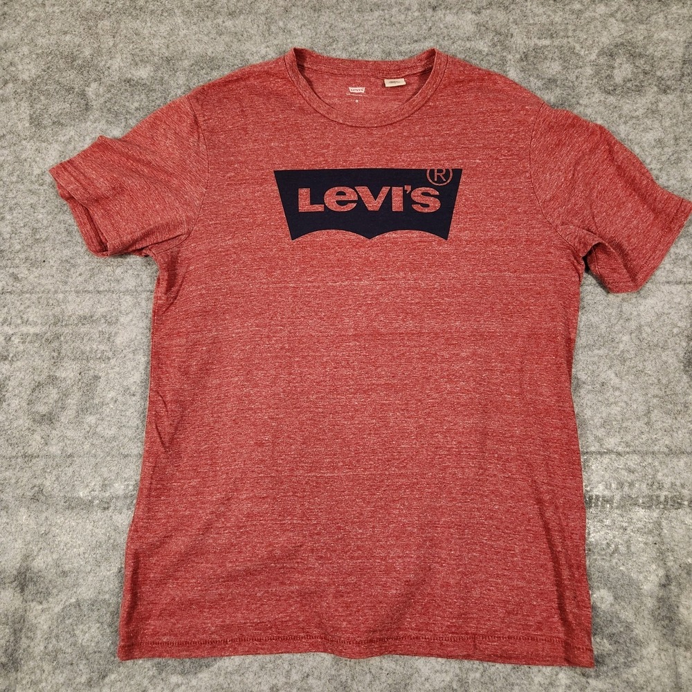 Levi T-Shirt Men's Size Medium Red with Red on Black Levi logo Print‎ on front
